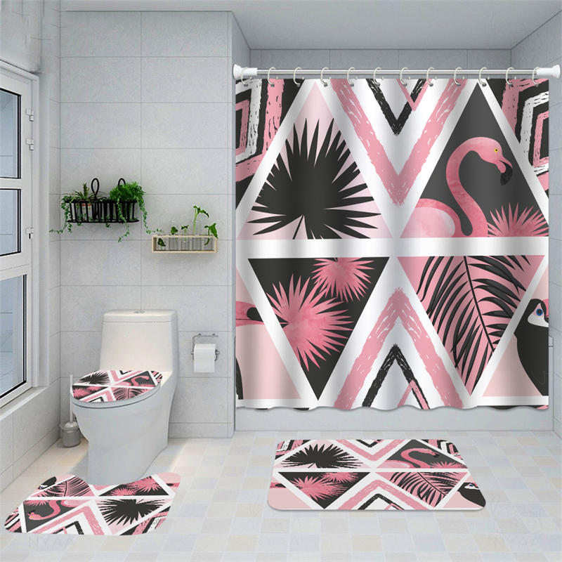 Lofaris Pink Flamingo Series Pattern Waterproof Shower Curtain