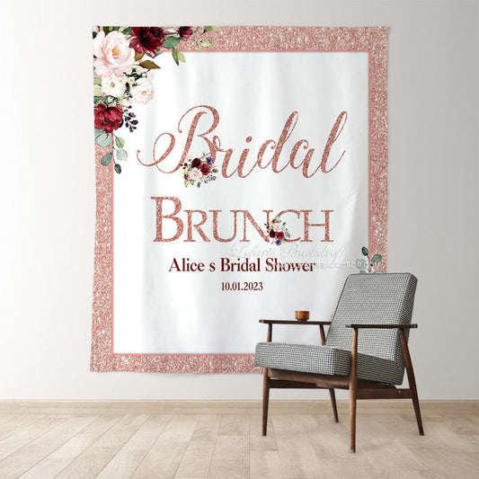 Lofaris Pink Floral And Glitter Bridal Brunch Shower Backdrop
