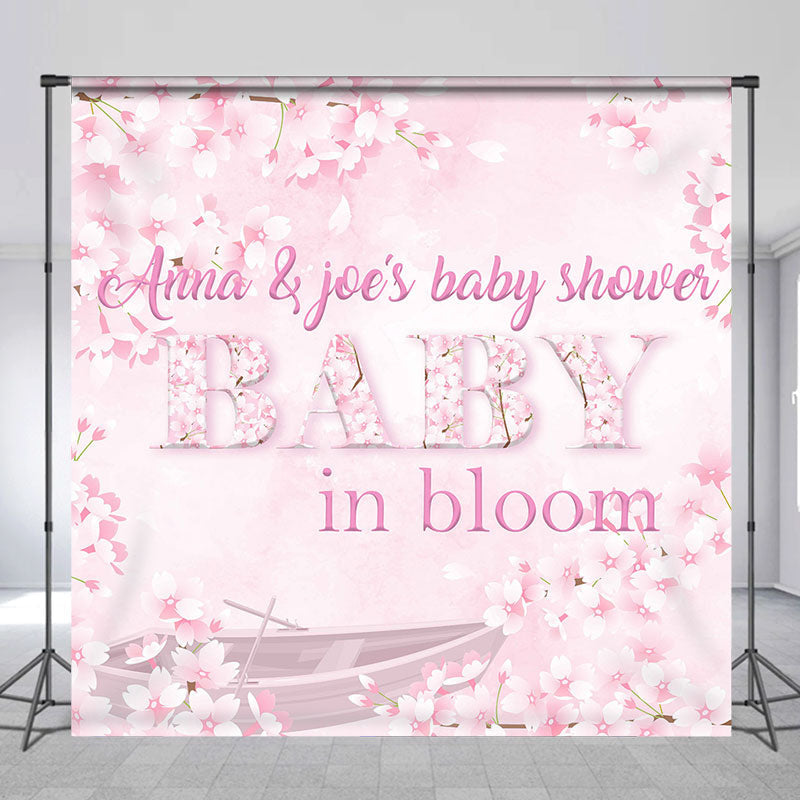 Lofaris Pink Floral Baby in Bloom Custom Shower Backdrop