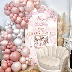 Lofaris Pink Floral Balloon Arch Backdrop For Birthday Party