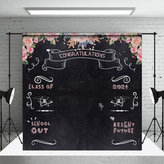 Lofaris Pink Floral Blackboard 2024 Graduation Backdrop