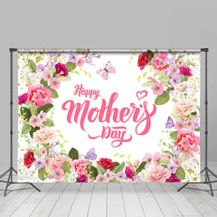 Lofaris Pink Floral Bloom Happy Mothers Day Backdrop
