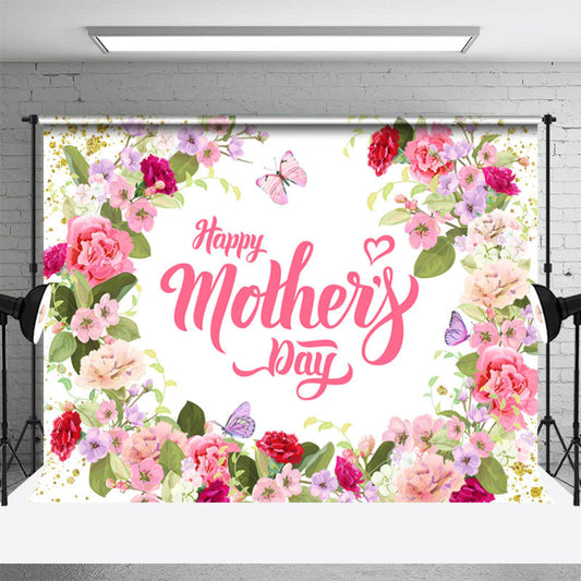 Lofaris Pink Floral Bloom Happy Mothers Day Backdrop
