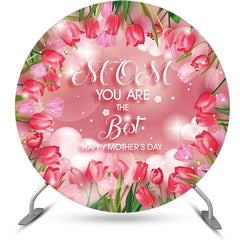 Lofaris Pink Floral Bokeh Heart Round Mothers Day Backdrop