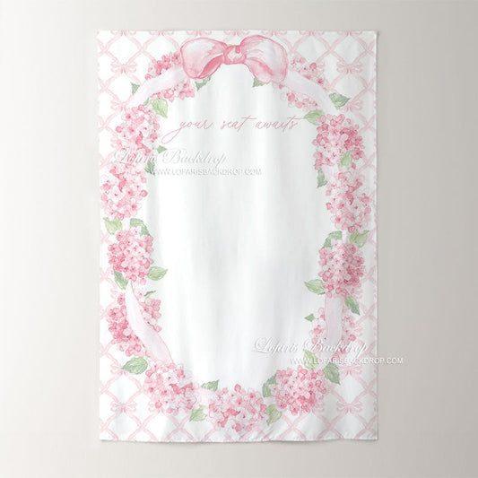 Lofaris Pink Floral Bowknot Green Leaves Wedding Backdrop