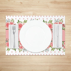 Lofaris Pink Floral Dot Heart Mothers Day Set Of 4 Placemats