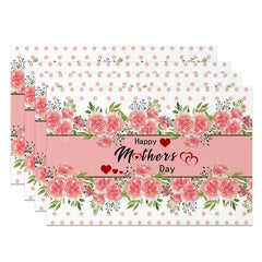 Lofaris Pink Floral Dot Heart Mothers Day Set Of 4 Placemats