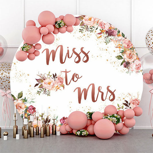 Lofaris Pink Floral Dots Circle Wedding Backdrop Decorations