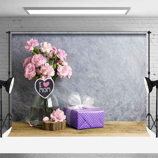 Lofaris Pink Floral Gift Grey Abstract Mothers Day Backdrop
