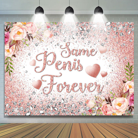Lofaris Pink Floral Glitter And Diamonds Wedding Party Backdrop