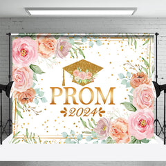 Lofaris Pink Floral Gold Dot Spring Prom 2024 Dance Backdrop