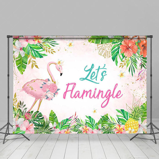 Lofaris Pink Floral Leaf Flame Bird Tropical Dance Backdrop