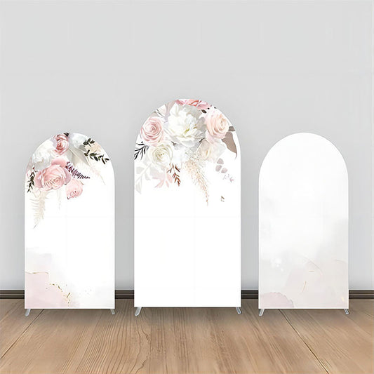 Lofaris Pink Floral Leaves Faded Simple Arch Backdrop Kit