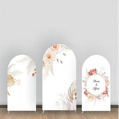 Lofaris Pink Floral Leaves Faded White Arch Backdrop Kit