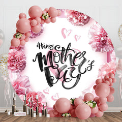 Lofaris Pink Floral Liaghts Heart Round Mothers Day Backdrop