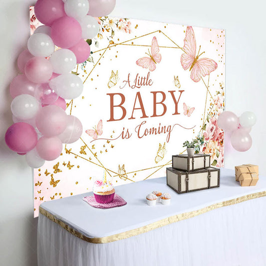 Lofaris Pink Floral Little Baby Coming Shower Backdrop