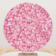 Lofaris Pink Floral Petals Romantic Round Wedding Backdrop