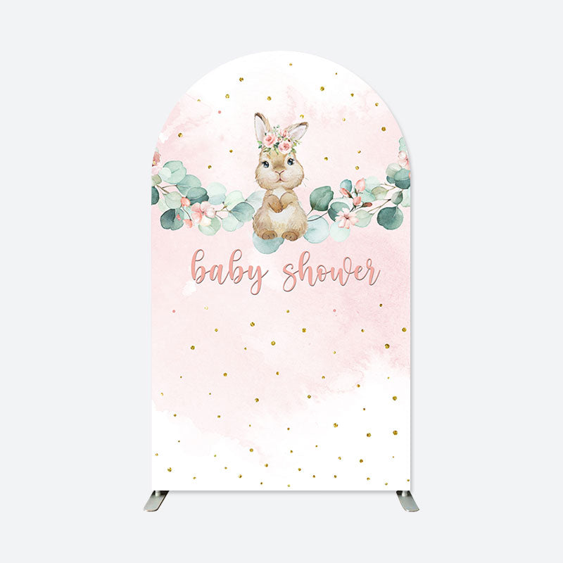 Lofaris Pink Floral Rabbit Baby Shower Chiara Arch Backdrop