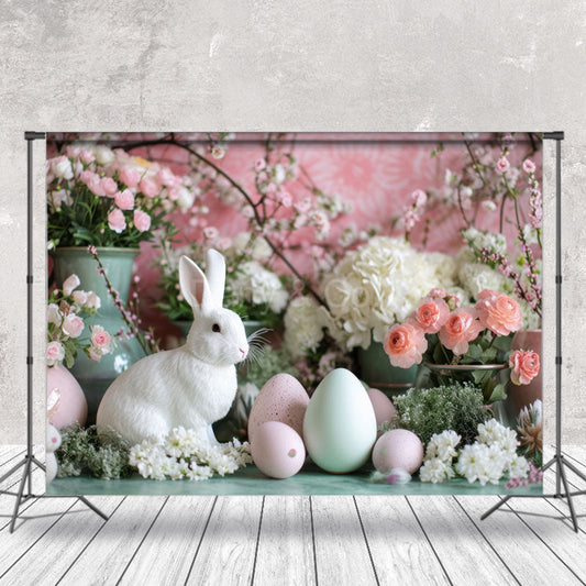 Lofaris Pink Floral Rabbit Egg Vase Easter Photo Backdrops