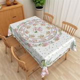 Load image into Gallery viewer, Lofaris Pink Floral Rings Green Stars Waterproof Tablecloth