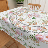 Load image into Gallery viewer, Lofaris Pink Floral Rings Green Stars Waterproof Tablecloth