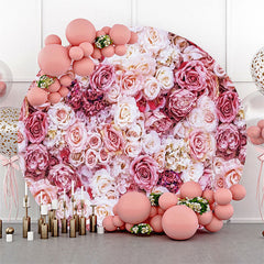 Lofaris Pink Floral Romantic Wall Round Wedding Backdrop