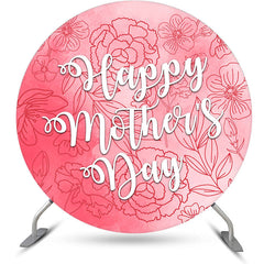 Lofaris Pink Floral Round Party Backdrops for Happy Mothers Day