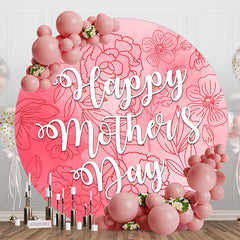 Lofaris Pink Floral Round Party Backdrops for Happy Mothers Day