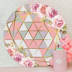 Lofaris Pink Floral Triangle Element Round Wedding Backdrop