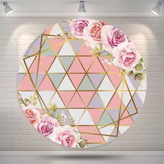 Lofaris Pink Floral Triangle Element Round Wedding Backdrop