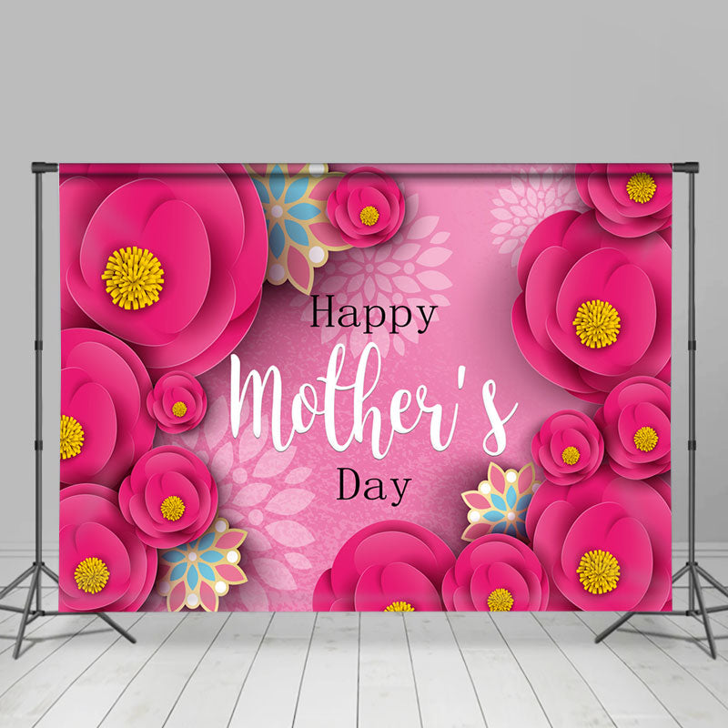 Lofaris Pink Flowers Happy Mothers Day Party Backdrop