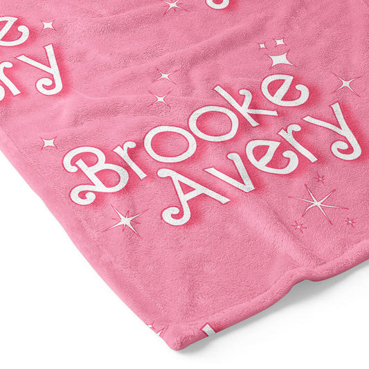 Lofaris Pink Girl Personalized Name Fleece Blanket