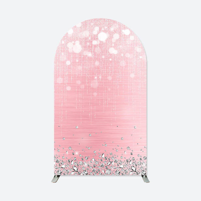 Lofaris Pink Glitter Diamonds Bokeh Arch Backdrop For Party