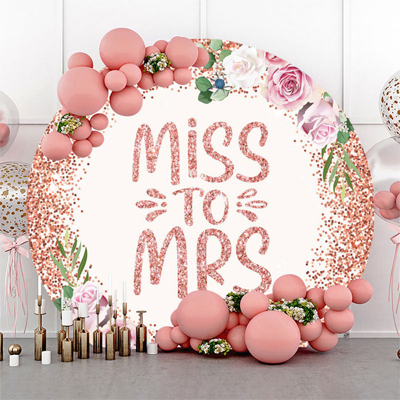 Lofaris Pink Glitter Floral Round Bridal Shower Backdrop