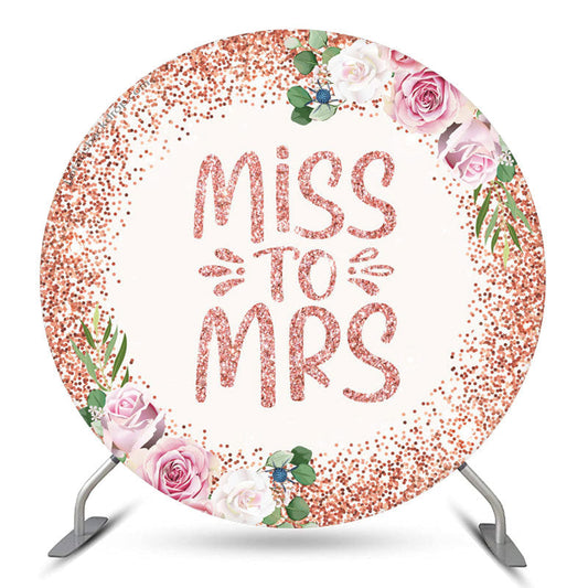 Lofaris Pink Glitter Floral Round Bridal Shower Backdrop