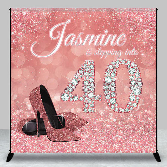 Lofaris Pink Glitter High Heel Custom 40th Birthday Backdrop