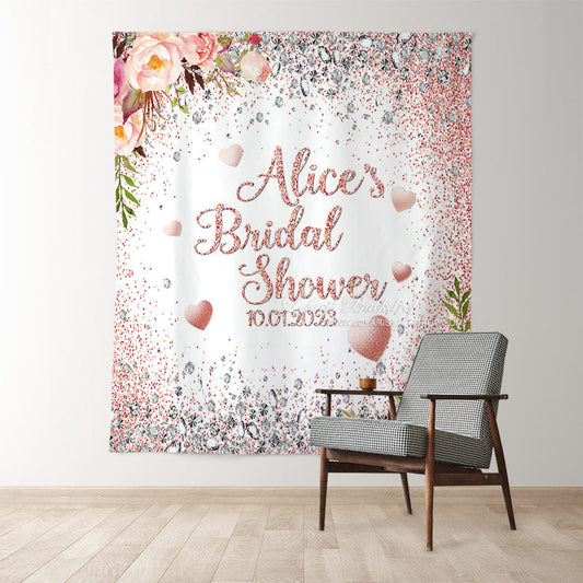 Lofaris Pink Glitter Kiss The Miss Goodbye Wedding Backdrop