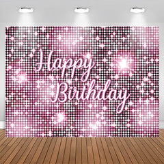 Lofaris Pink Glitter Sequin Simple Happy Birthday Backdrop