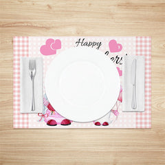 Lofaris Pink Gnome Heart Plaid Mother Day Set Of 4 Placemats
