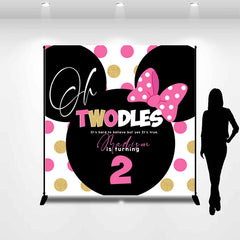 Lofaris Pink Gold Dots Twodles Custom 2nd Birthday Backdrop