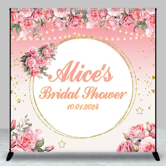 Lofaris Pink Gold Floral Star Custom Bridal Shower Backdrop