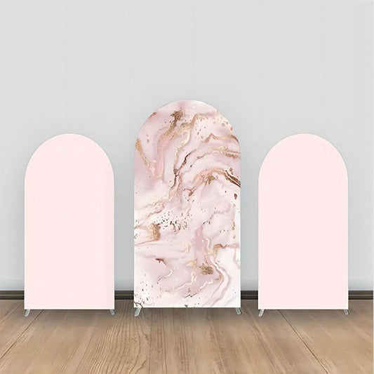 Lofaris Pink Gold Marble Texture Arch Backdrop Kit For Party