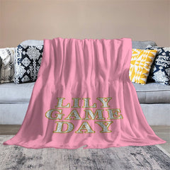 Lofaris Pink Gold Stroke Text Glitter Customized Blanket