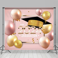 Lofaris Pink Golden Balloon Ribbon 2024 Graduation Backdrop