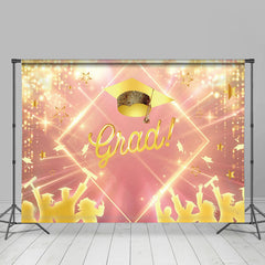 Lofaris Pink Golden Hat Bokeh Stars Graduation Backdrop