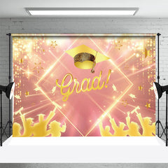 Lofaris Pink Golden Hat Bokeh Stars Graduation Backdrop