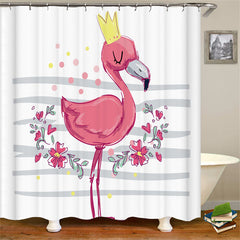 Lofaris Pink Goose Crown Shower Curtain For Bathroom Decor