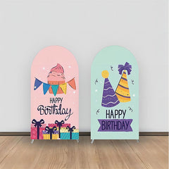 Lofaris Pink Green Gifts Birthday Double Sided Arch Backdrop