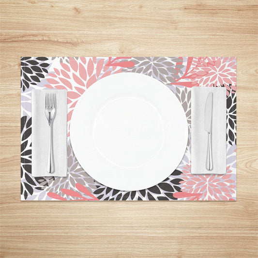 Lofaris Pink Grey Black Abstract Floral Set Of 4 Placemats