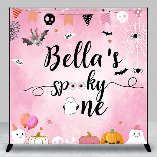 Lofaris Pink Halloween Spooky One Custom Birthday Backdrop
